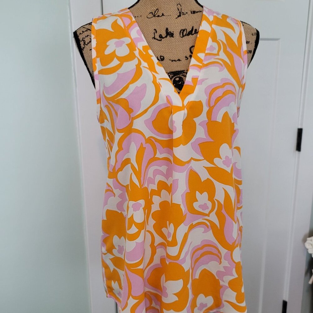 Adore Me Orange & Lavender Top Sleeveless Blouse Small, New with Tag